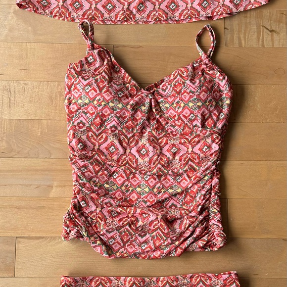 Garnet hill  3 piece, rushed swim skirt, bikini bottom, tankini 8 sunset - Picture 14 of 14